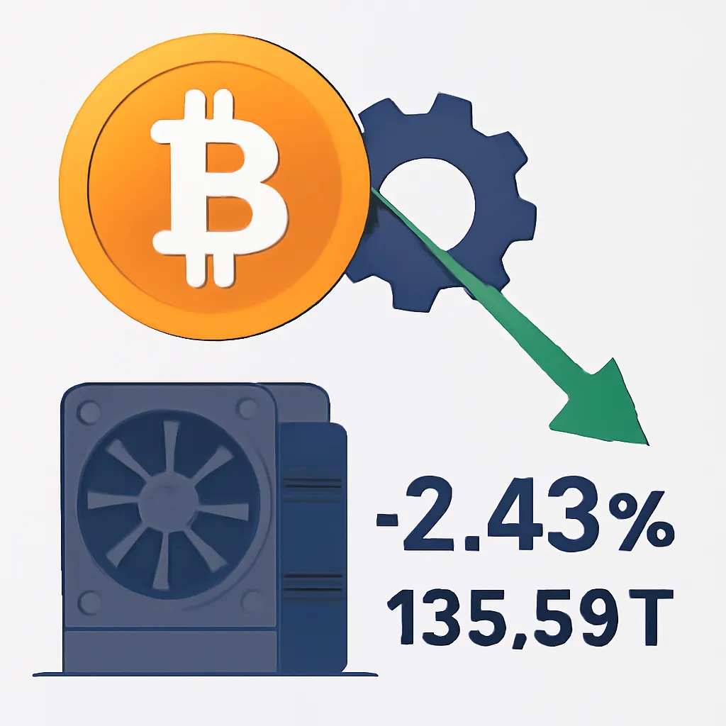 Bitcoin Mining Difficulty Drops 2.43%, Down to 135.59 T
