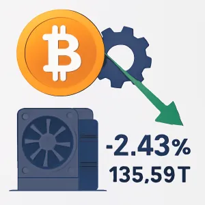 Bitcoin Mining Difficulty Drops 2.43%, Down to 135.59 T